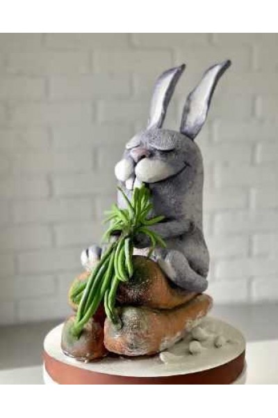 Торт Кролик из курса по детским 3D-тортам Зверюшки. Анастасия Казарьянц, @pro.moi.tort