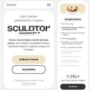 Sculptor. Перезагрузка. Тариф Продвинутый. Яна Борейко yanamsf