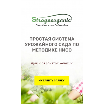 Полноценный курс начинающего садовода для занятых женщин с помощью методики Нисо. Strogoorganic