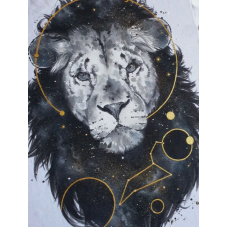 Черно-белые акварельные львы, тигр, лошадь, львица 2023  Даша Лисенкова