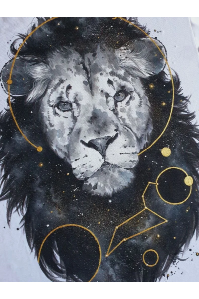 Черно-белые акварельные львы, тигр, лошадь, львица 2023  Даша Лисенкова