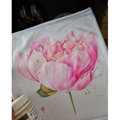 Роспись по ткани. Пионы+протея+лимоны+лев. Даша Лисенкова