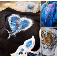 Медуза, кит, тигр. Даша Лисенкова Роспись по ткани