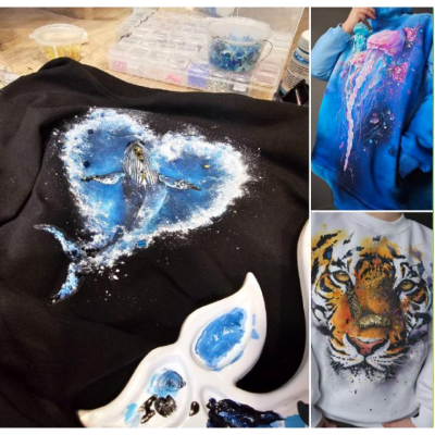 Медуза, кит, тигр. Даша Лисенкова Роспись по ткани