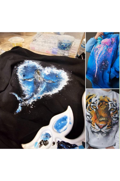 Медуза, кит, тигр. Даша Лисенкова Роспись по ткани