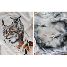 Роспись по ткани. Белый кит, рысь, медведь с девушкой + 2 бонуса. Даша Лисенкова