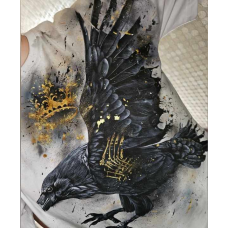 Роспись по ткани. Ястреб, черный ворон, лев, белый ворон. Даша Лисенкова