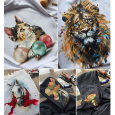 Акварельная лошадь, мухоморы, котенок, лев. Даша Лисенкова