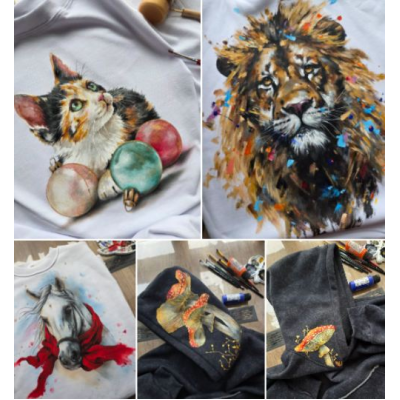 Акварельная лошадь, мухоморы, котенок, лев. Даша Лисенкова