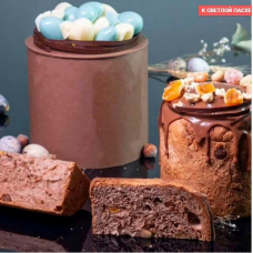 Кулич шоколадный с апельсиновыми цукатами с шоколадным коробом. Елена Крохмаль