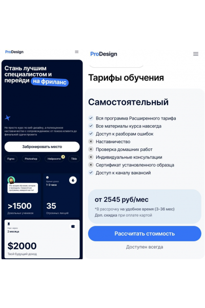 ProDesign. Стань лучшим специалистом и перейдина фриланс 2025. Тариф Самостоятельный. Яна Воропаева
