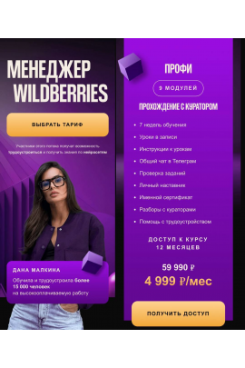  Менеджер Wildberries. Тариф Профи. Дана Малкина