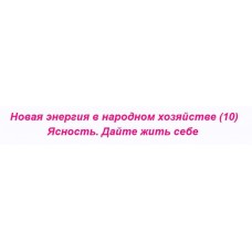 Новая энергия в народном хозяйстве – 10. Ясность. Дайте жить себе. Ольга Николаева
