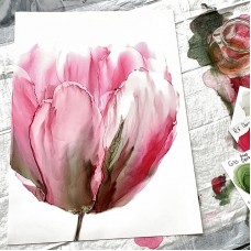 Акварельные цветы спиртовыми чернилами. Саша Федорова