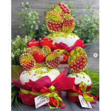 Творожный кулич в декоре «Хохлома». gift_cookies