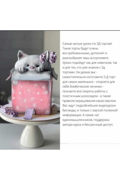 Торт Котенок в коробке из курса по детским 3D-тортам «Игрушки». Анастасия Казарьянц pro.moi.tort