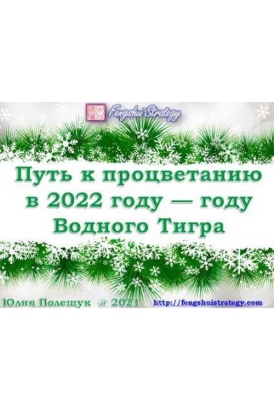 Путь к Процветанию в 2022 году - году Водного Тигра. Юлия Полещук Fengshui Strategy