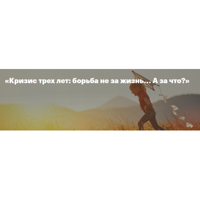 Кризис трех лет: борьба не за жизнь, а за что...? Ирина Матанова Дети,готовые к будущему