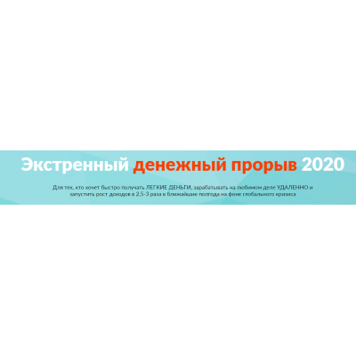 Экстренный денежный прорыв 2020. Мара Боронина