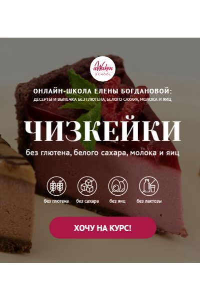 Чизкейки без молочных продуктов, глютена, яиц и белого сахара. Елена Богданова, Елена Шпак Awaken School