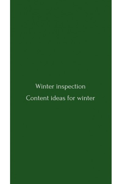 Winter inspection. Content ideas for winter