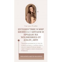 Путешествие в мир бизнеса с Китаем и продаж на Wildberries. Тариф Круиз бизнес-класс предпринимателя. alin_arti