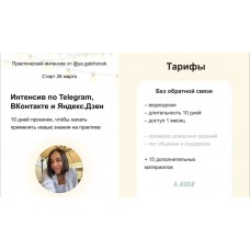 Интенсив по Telegram, ВКонтакте и Яндекс.Дзен. Тариф Без обратной связи. ya.galchonok