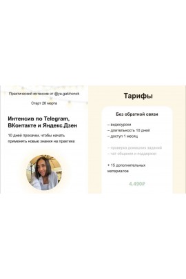 Интенсив по Telegram, ВКонтакте и Яндекс.Дзен. Тариф Без обратной связи. ya.galchonok