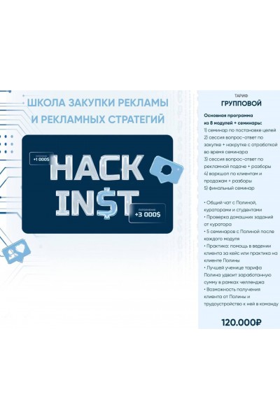 Hackinst 14.0. Школа закупки рекламы и рекламных стратегий. Тариф Групповой. Полина Ананьева