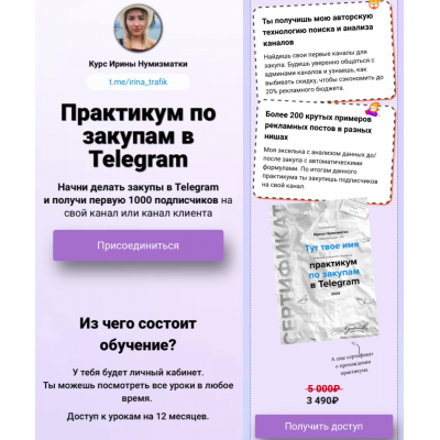 Практикум по закупам в Telegram. Ирина Нумизматка