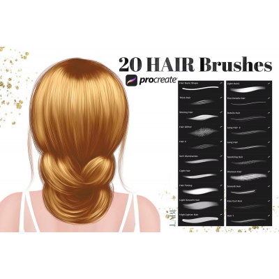 20 Procreate Hair Brushes. LABFcreations