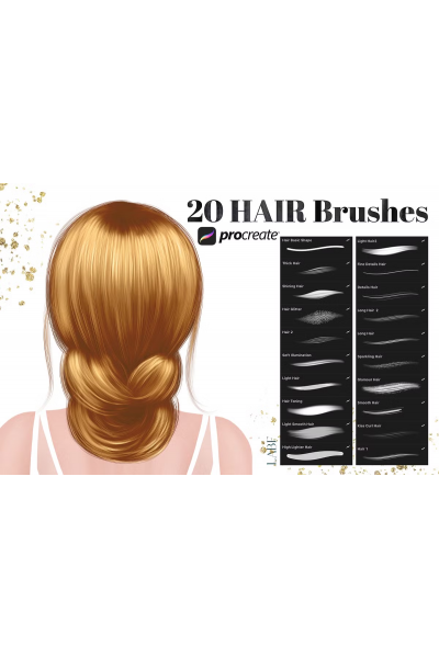 20 Procreate Hair Brushes. LABFcreations