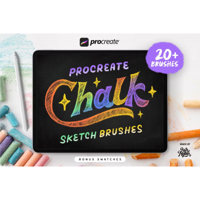 Кисти для рисования мелом / Procreate Chalk Sketch Brushes.  Creativemarket  Nurmiftah