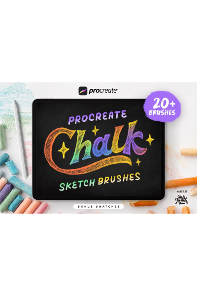 Кисти для рисования мелом / Procreate Chalk Sketch Brushes.  Creativemarket  Nurmiftah