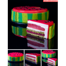 Муссовый торт с зеркальной глазурью Арбуз. Елена Крохмаль